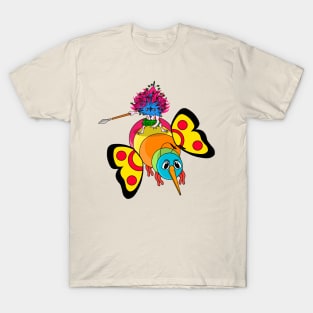 Axolotl Warrior riding a Rainbow fly T-Shirt